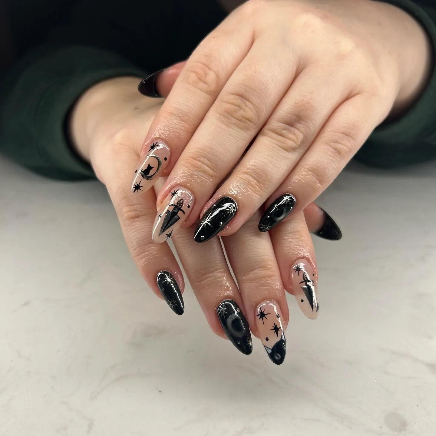 Black Witchy Halloween Nails