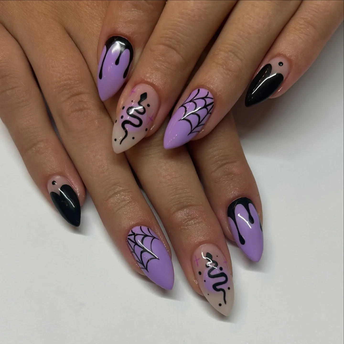 Pink & Purple Spooky Bling Nails