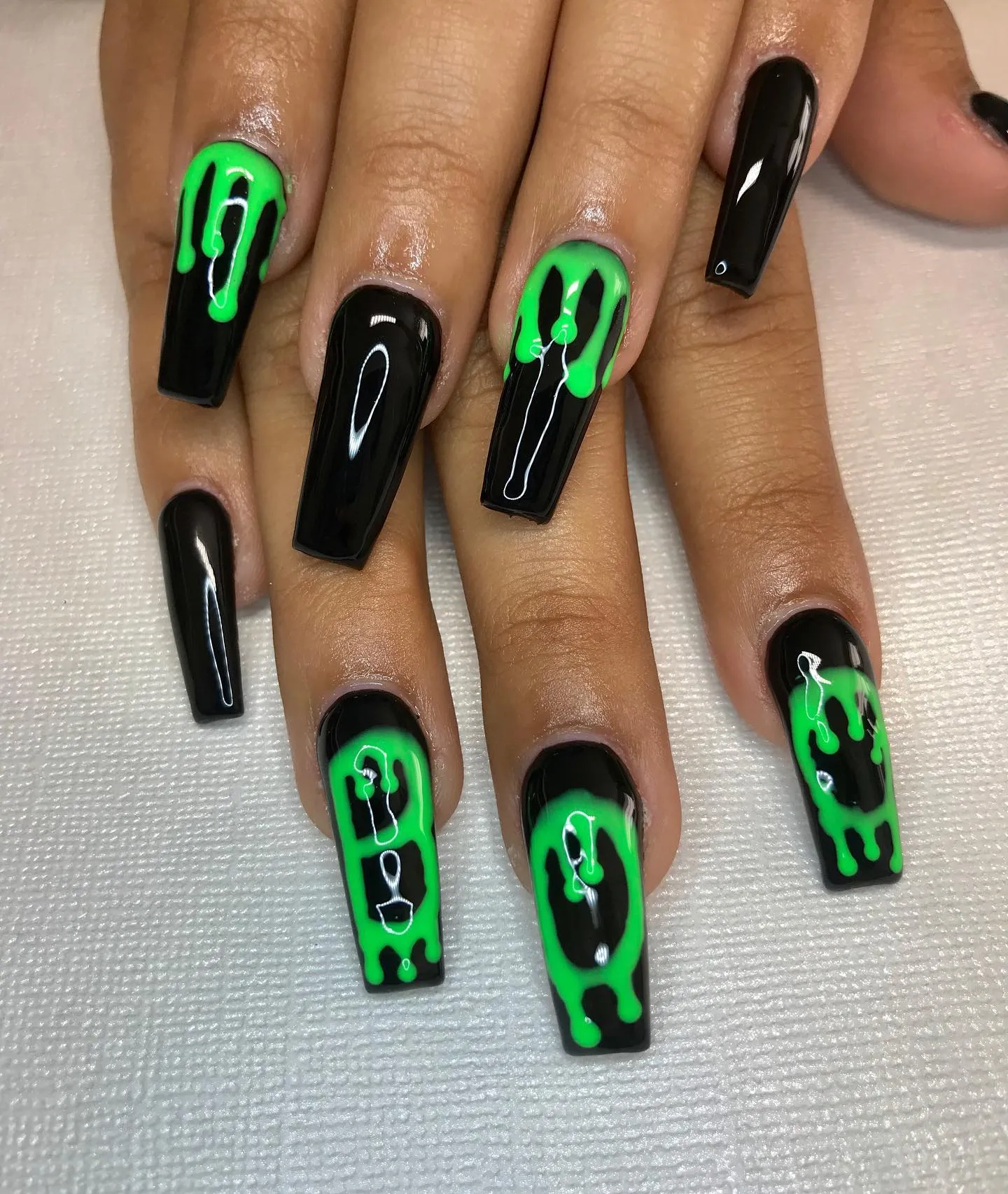 Black and Green Chrome Nails