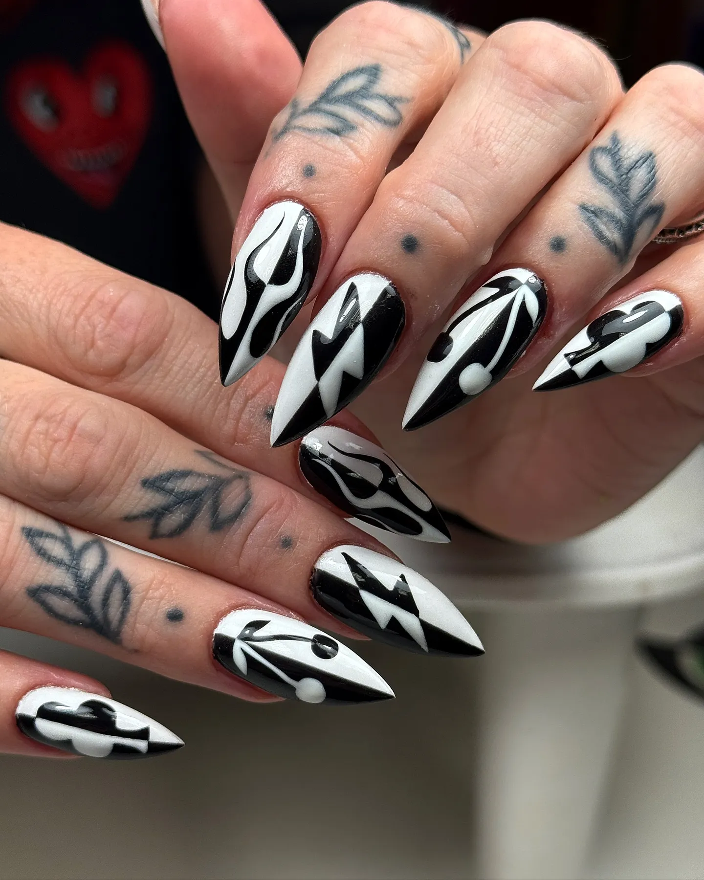 Black and White Chrome Nails