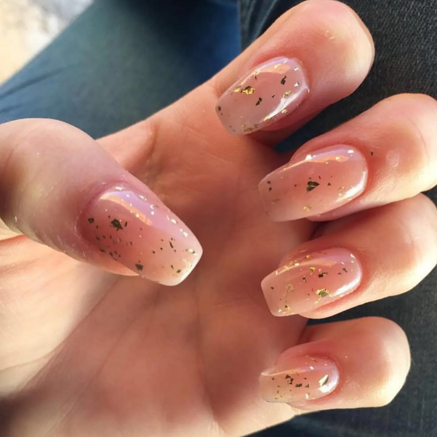 Gold and pink glitter nails