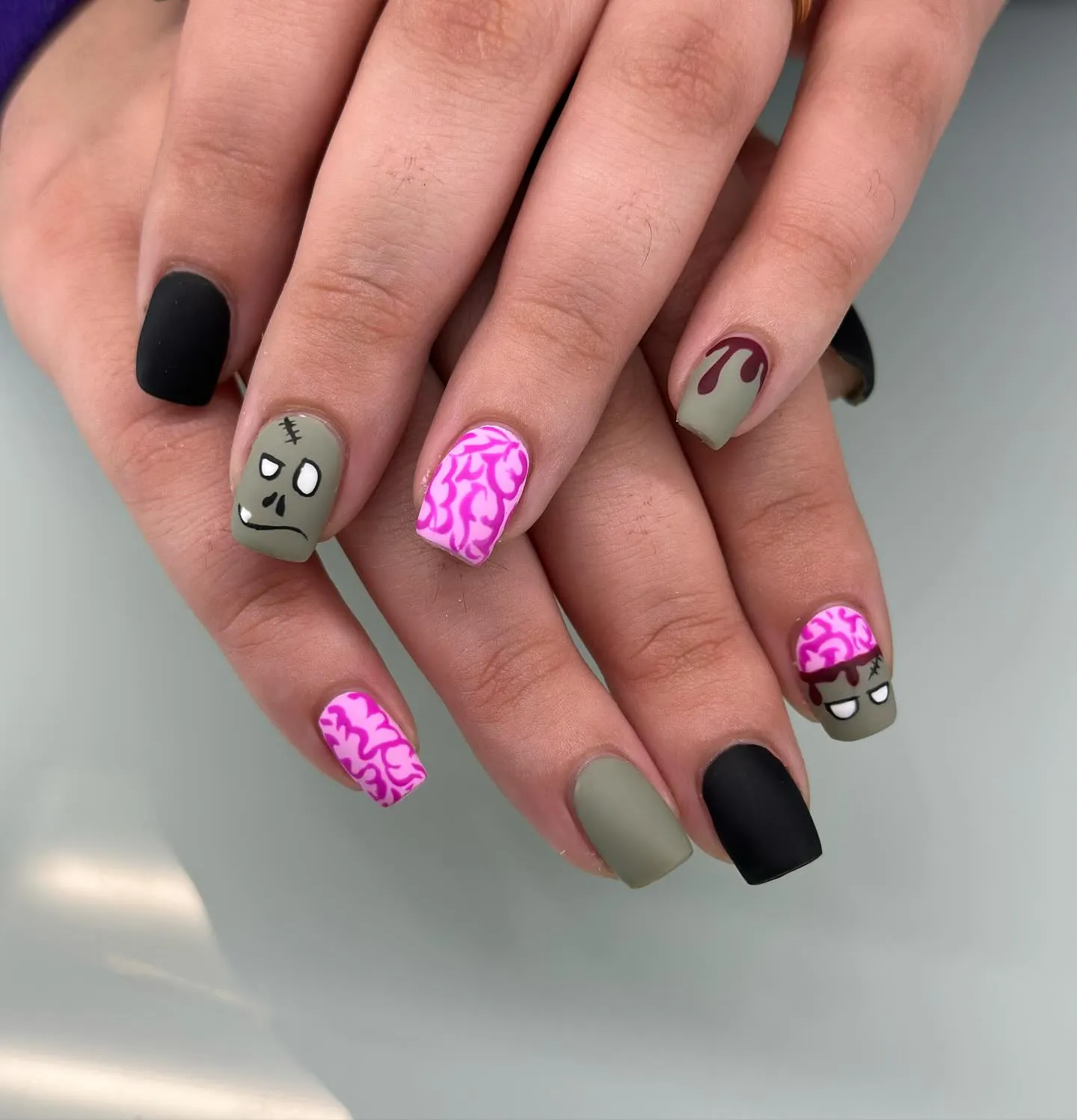 Cute but Creepy Pink Acrylic Nails