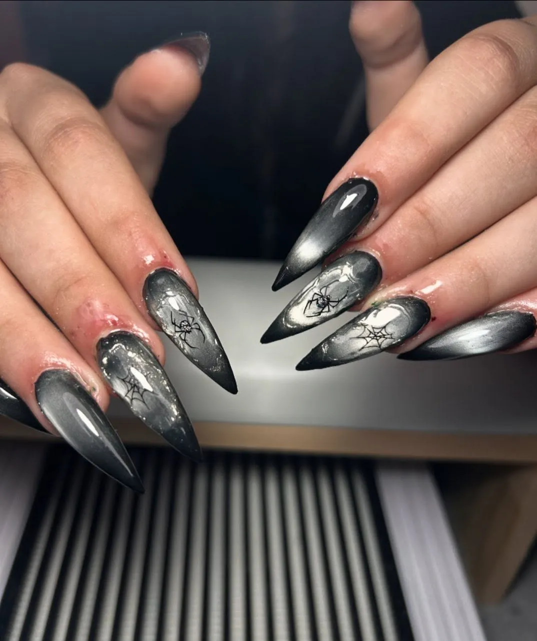 Black and Green Poison-Inspired Nails
