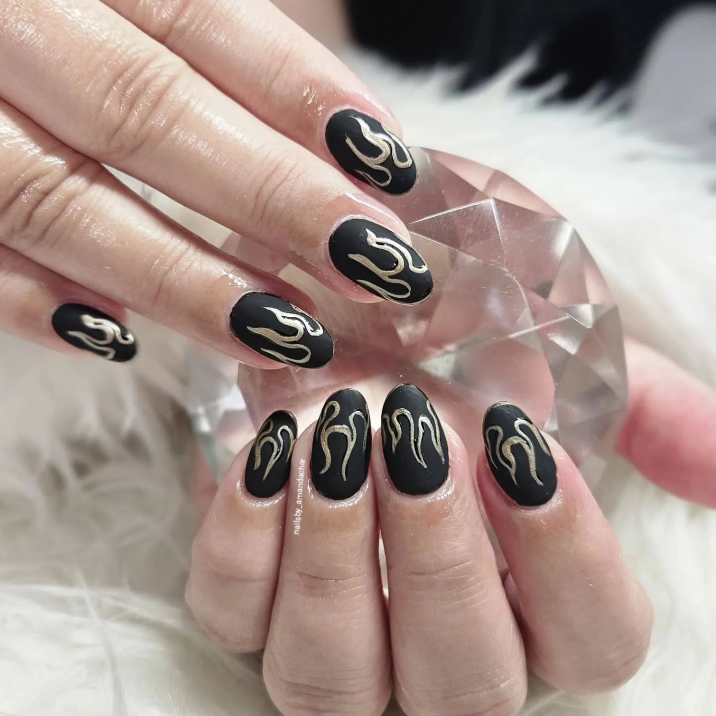 Black Flame Halloween Nails