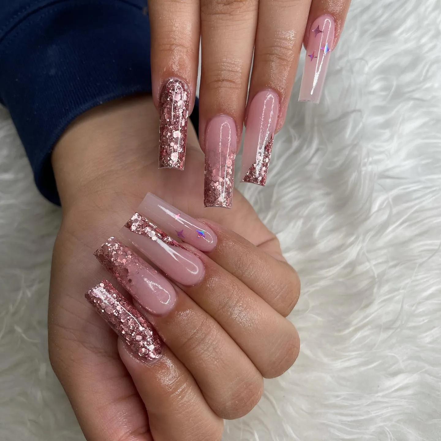 Rose Gold Glitter Nails