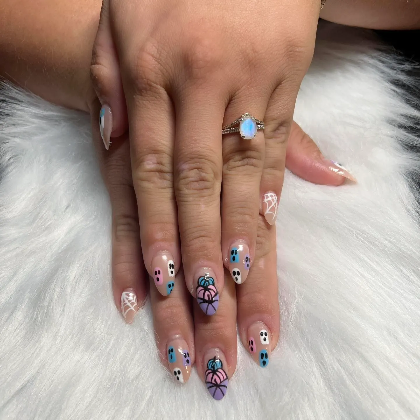 Pastel Spooky Pink Nail Art