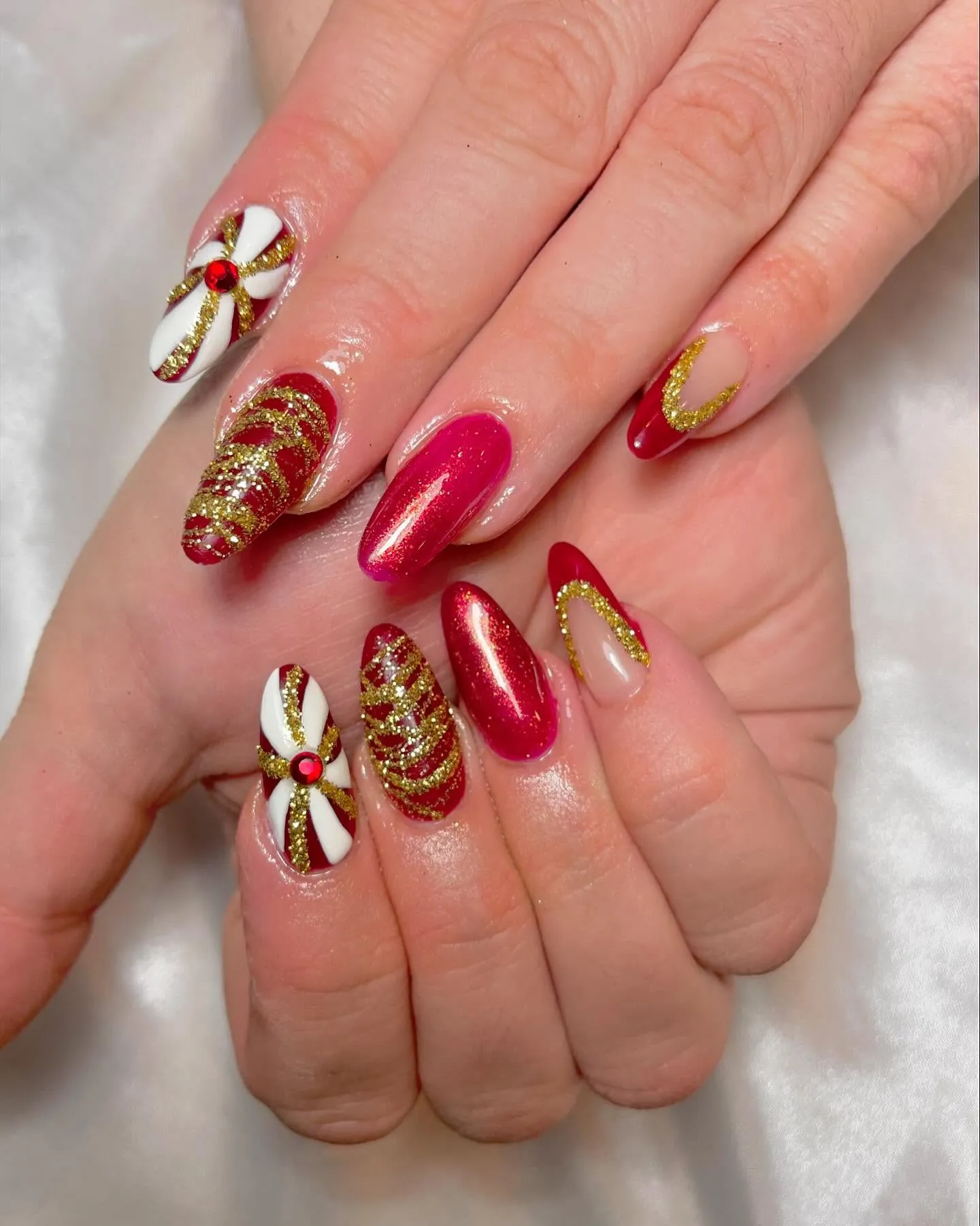 New Year's Eve Glam Red Glitter Nails