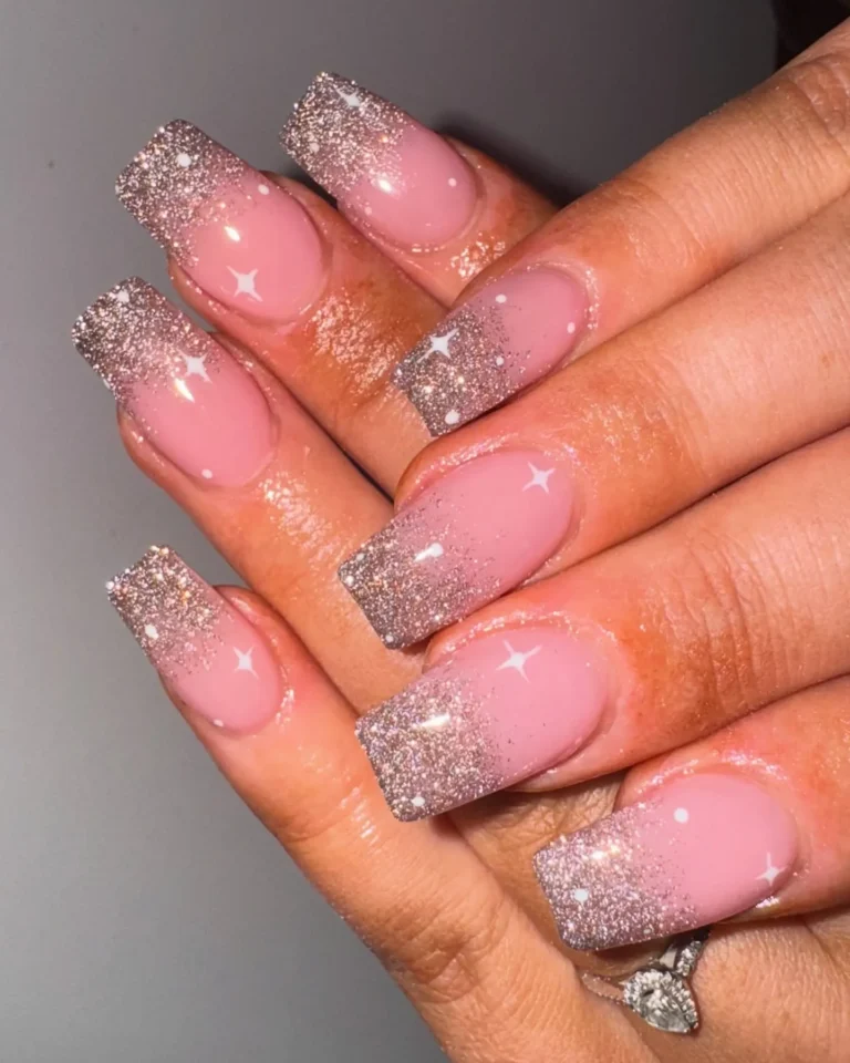 Ombre Nails With Glitter Accents Ombre Nails With Glitter Accents