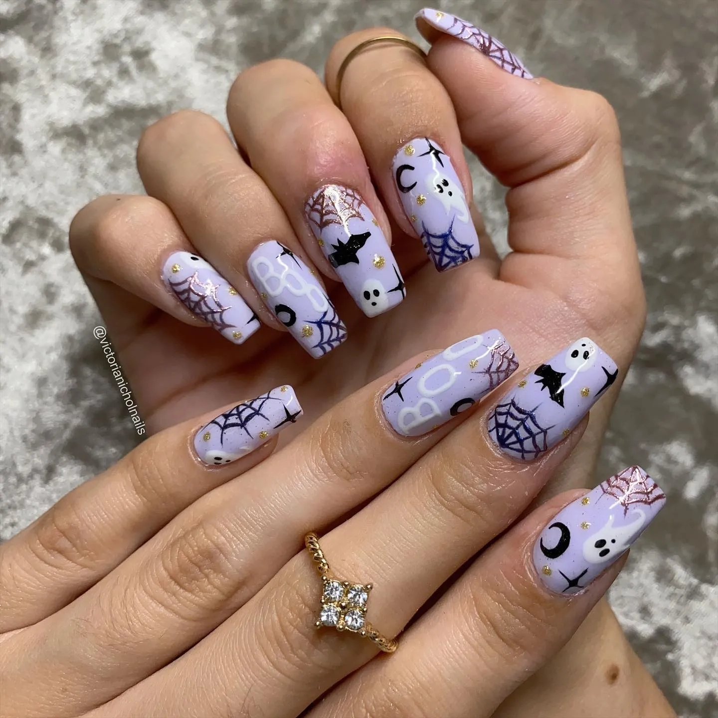Glitter Purple Boo! Nails