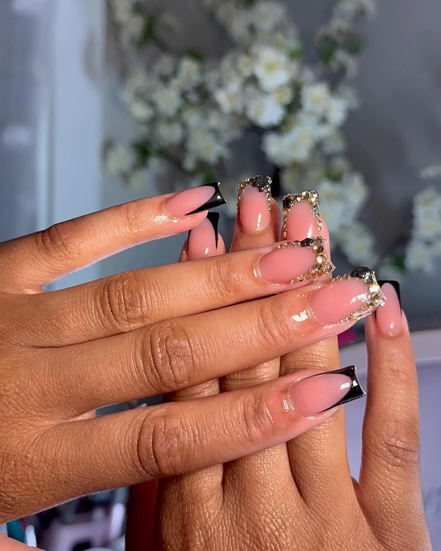 Black French Coffin Nails