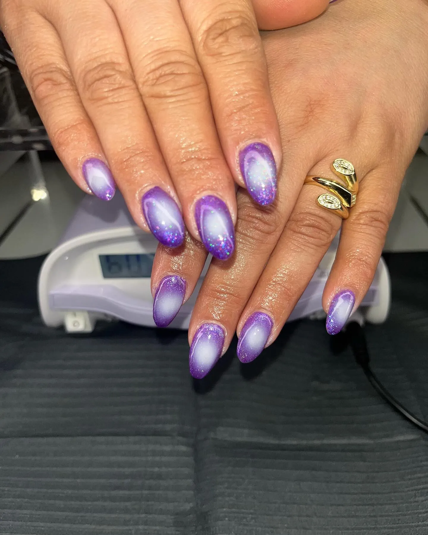Glittery Purple Witch Nails