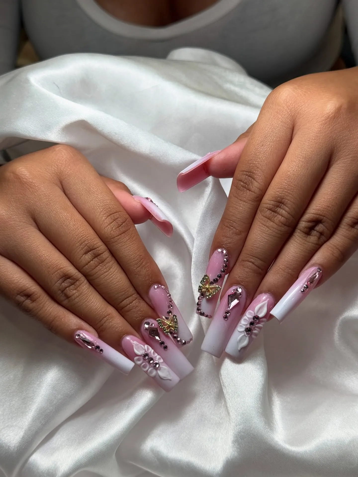 Pink and White Ombre Nails