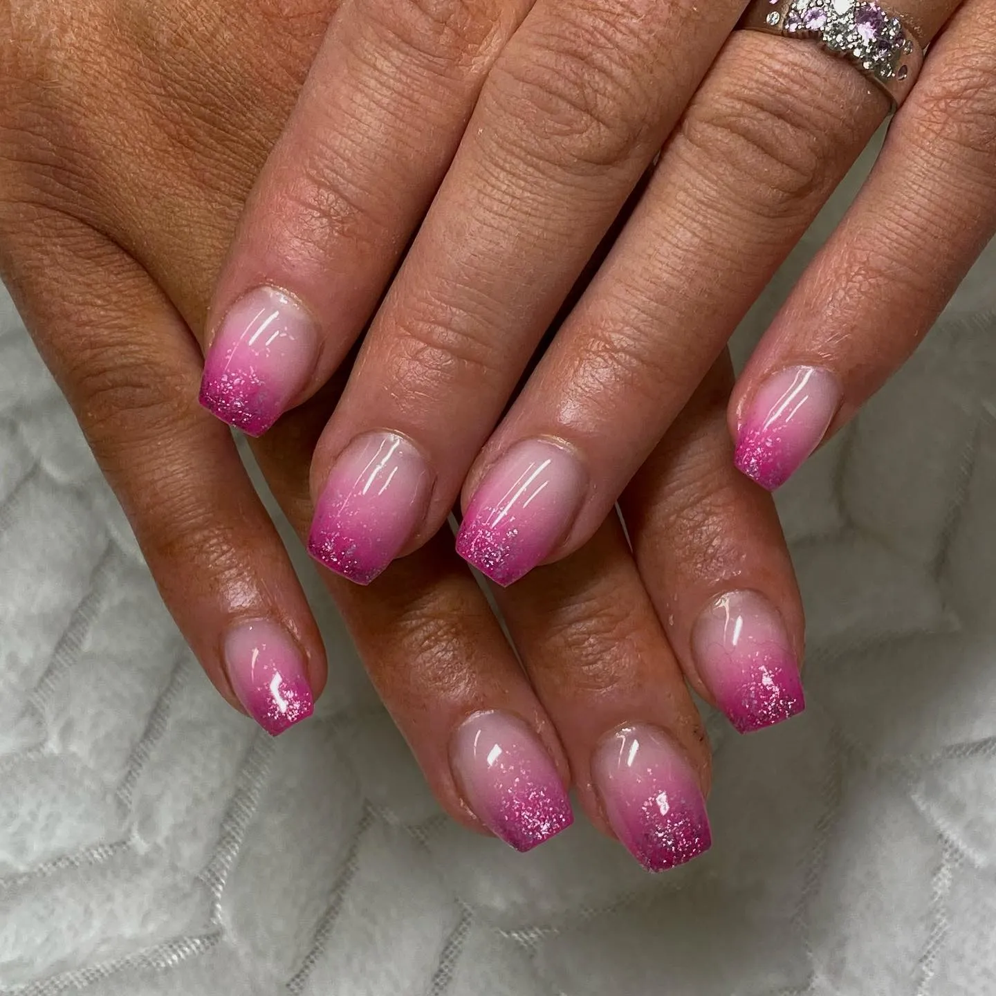 Glitter Ombre Pink Halloween Nails