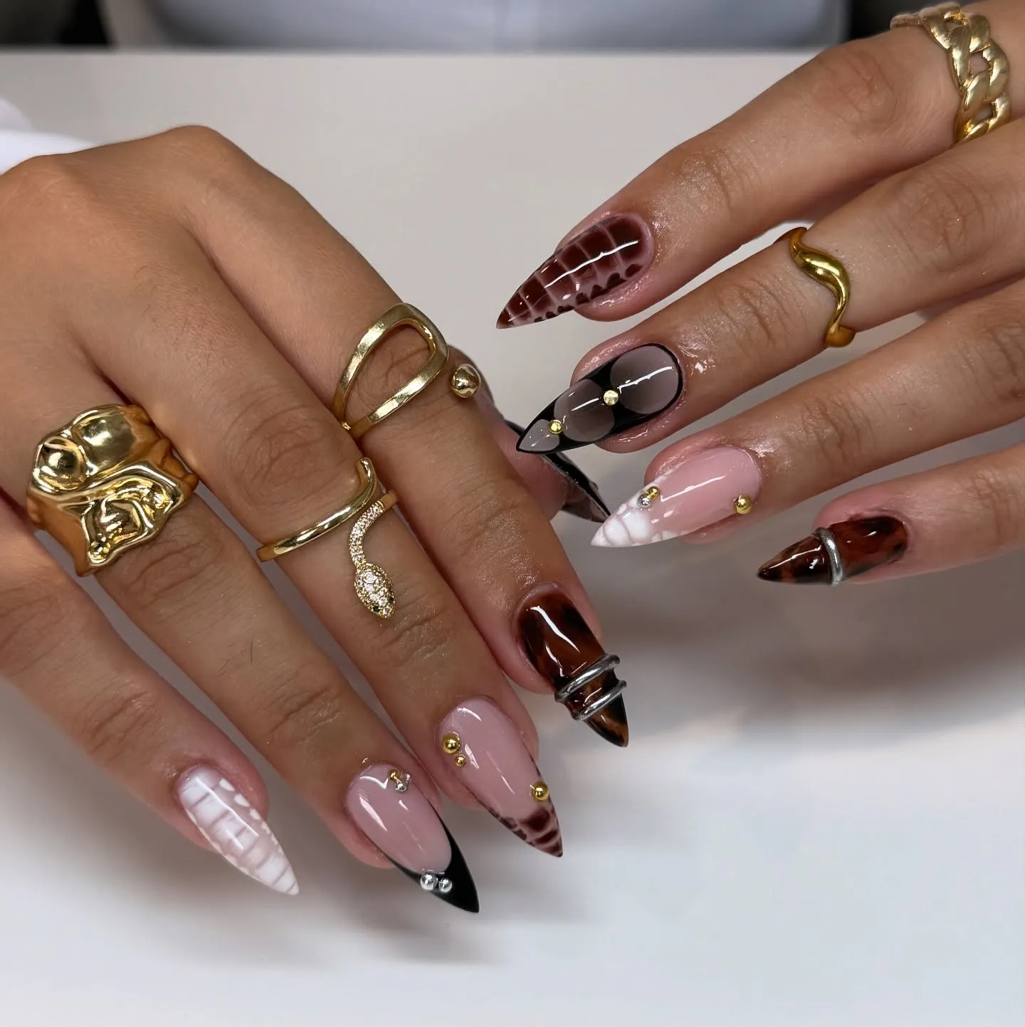Pink and Black 3D Nail Art Designs