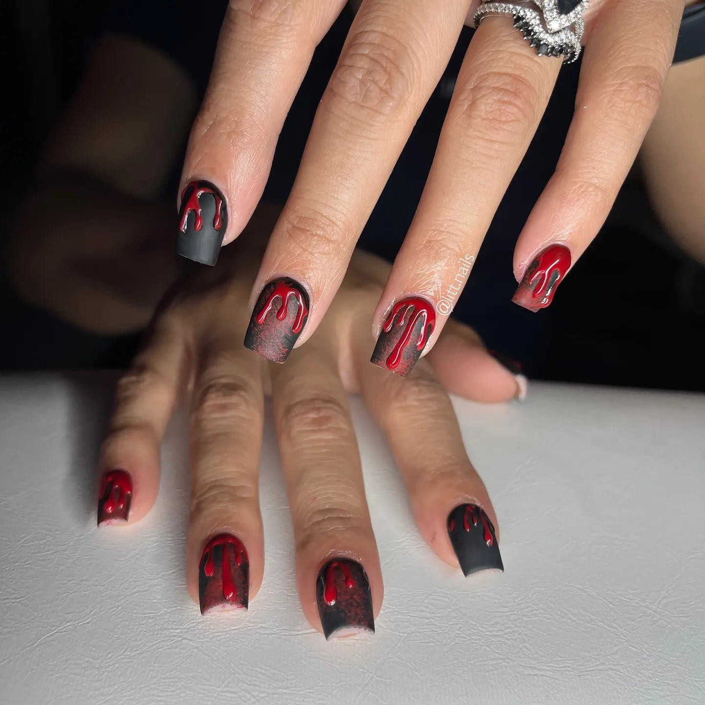 Purple Blood Drip Nails