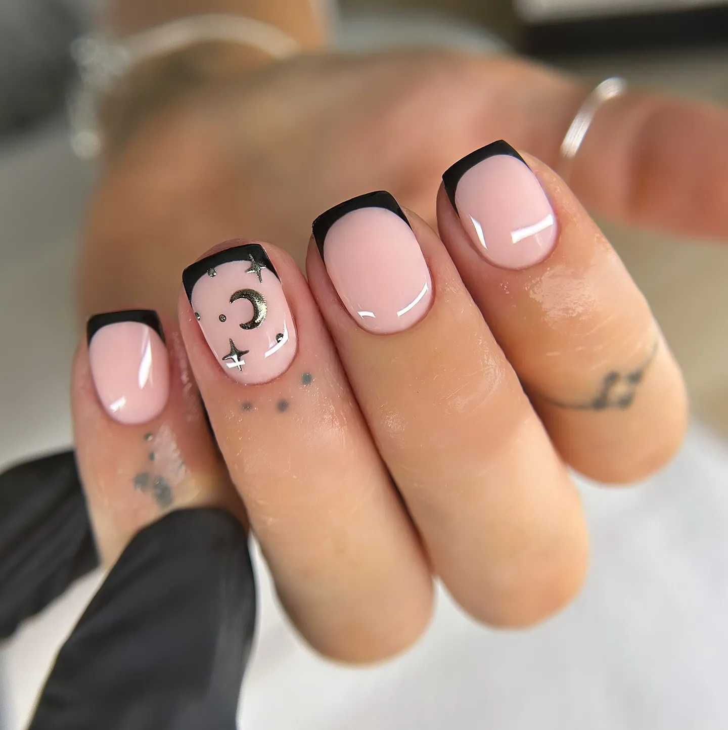 Black French Tip Halloween Nails