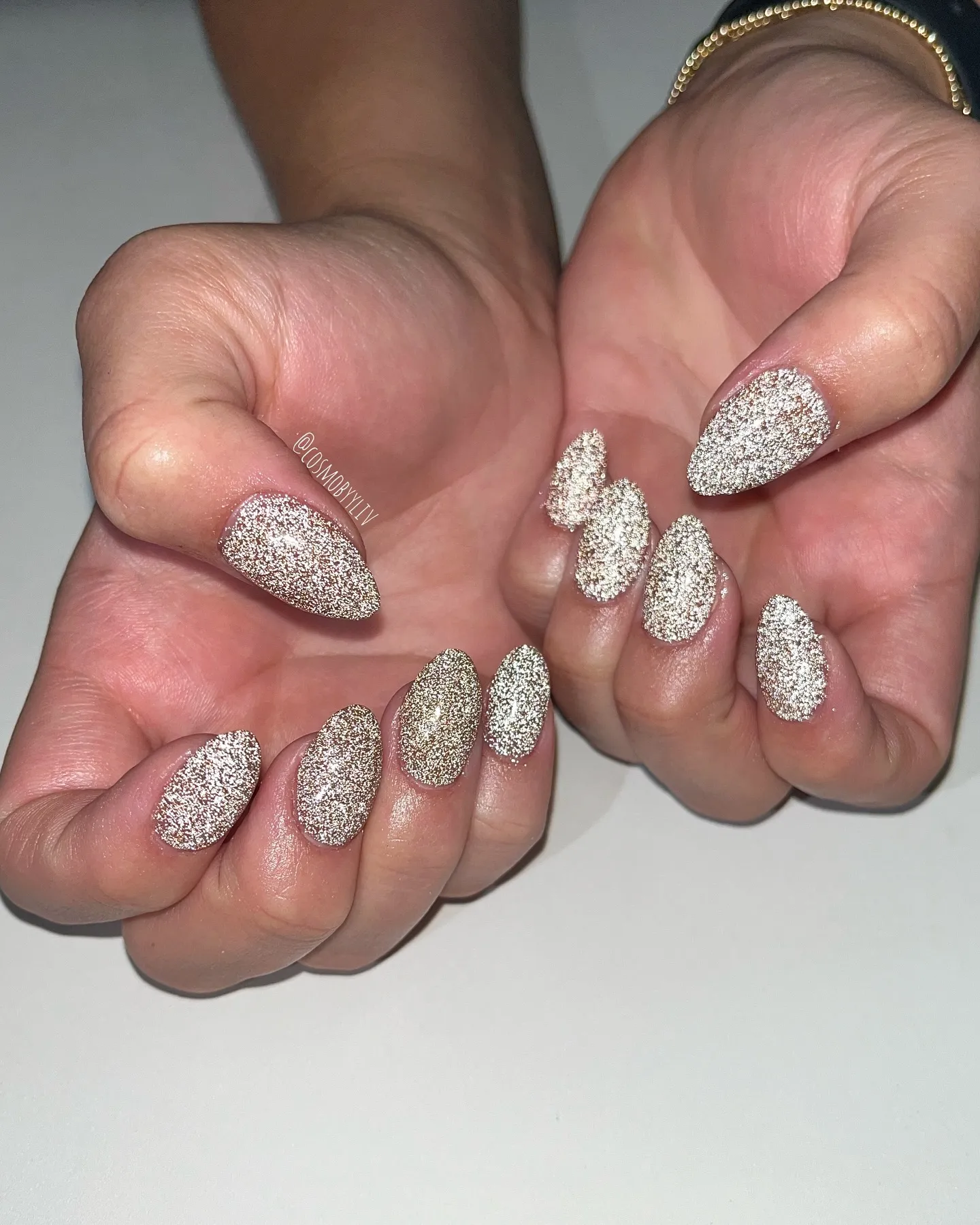 Holographic Pink Glitter Nails