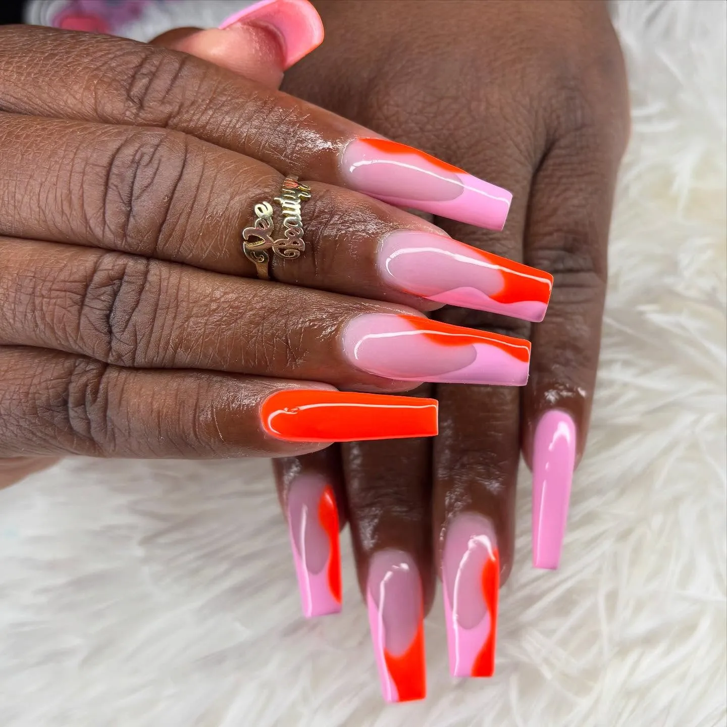 Pink and Orange Hand-Painted Art