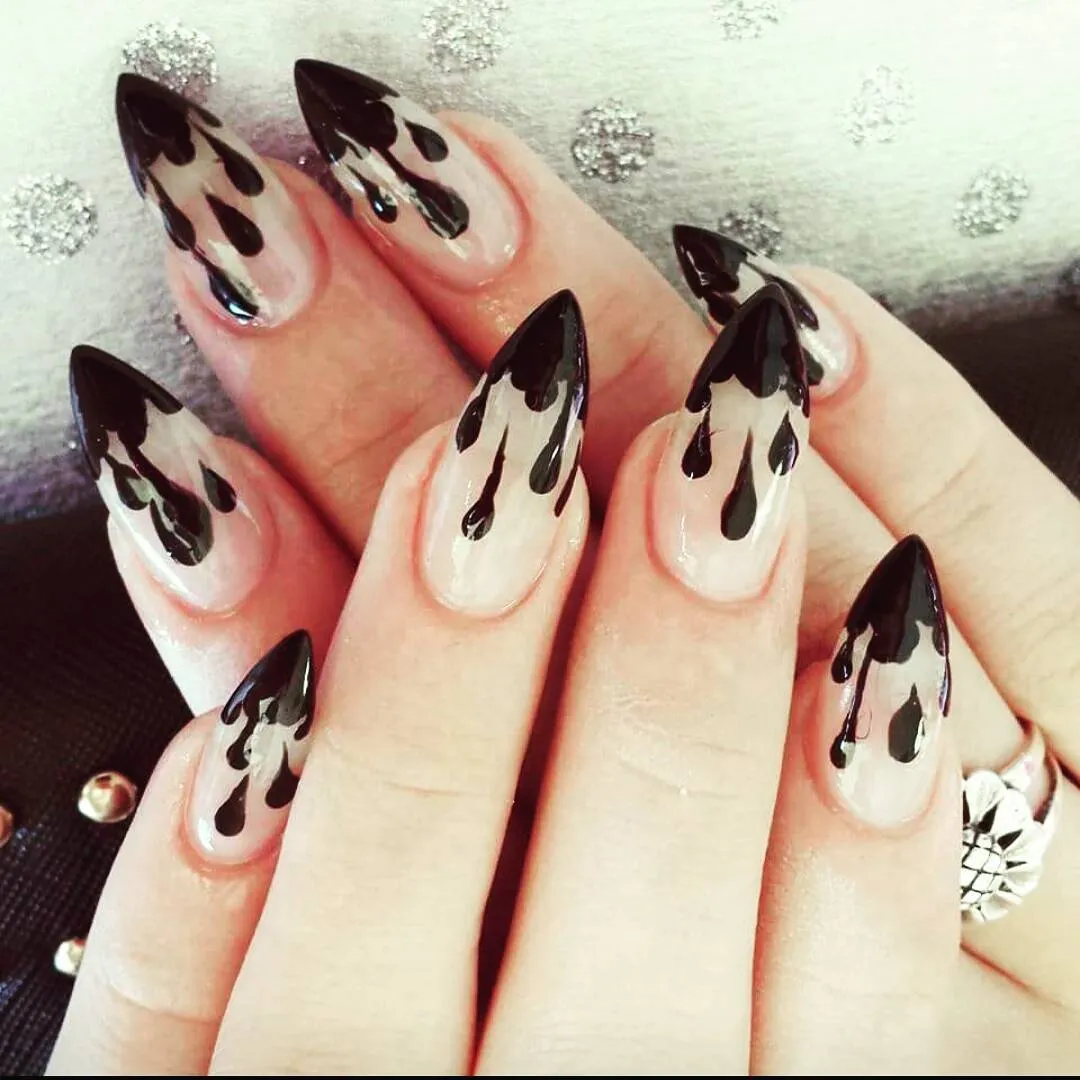 Black Blood Drip Nails