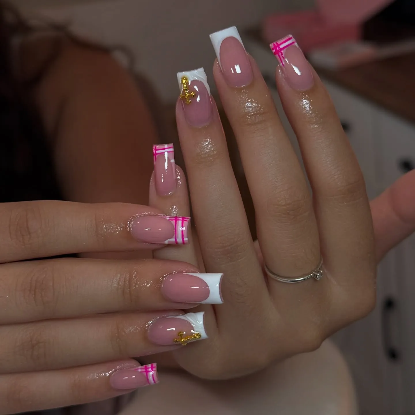 Pointy Pink Halloween Gel Nails