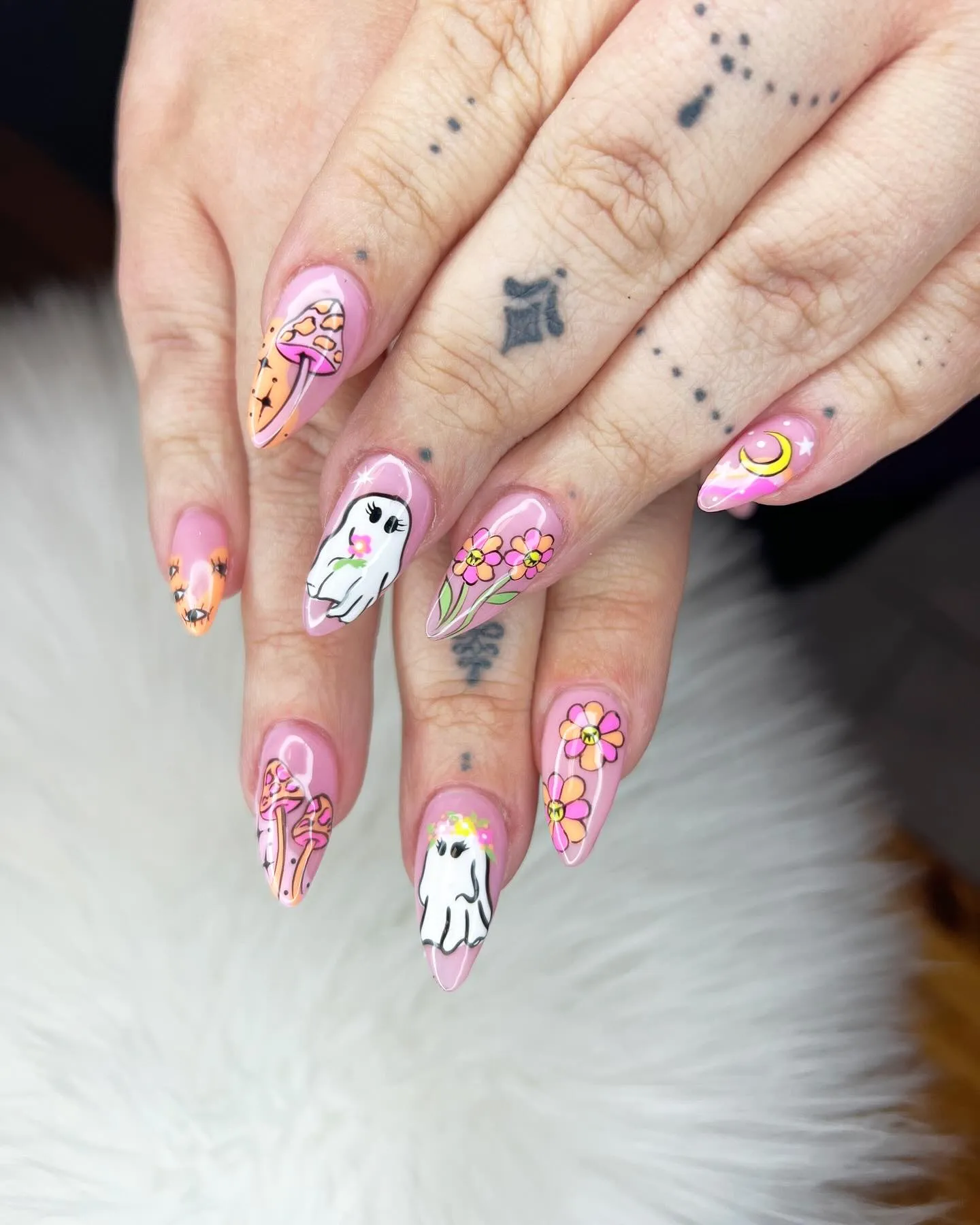 cary Halloween Art on Pink Base