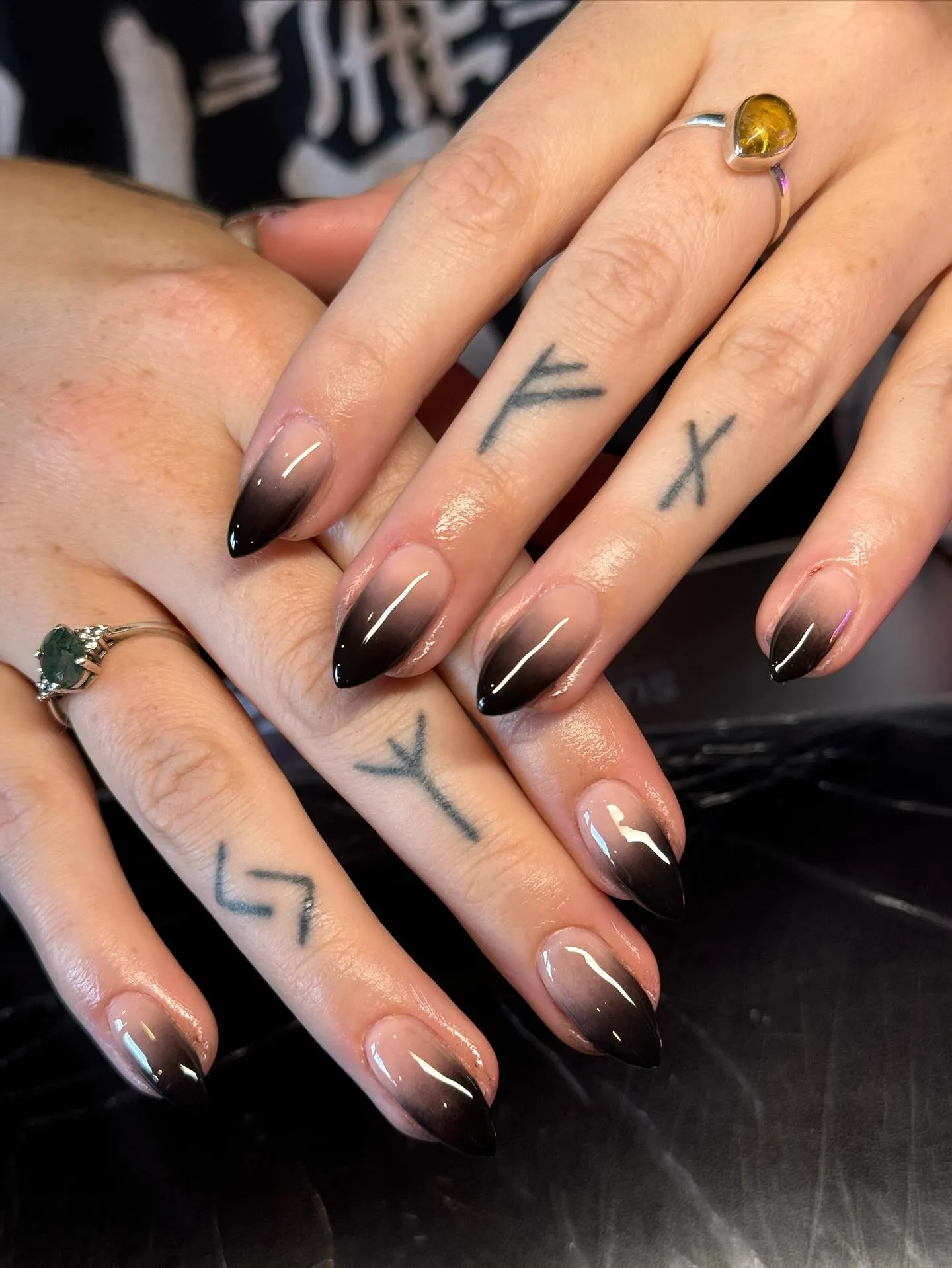 Black Chrome Ombre Nails