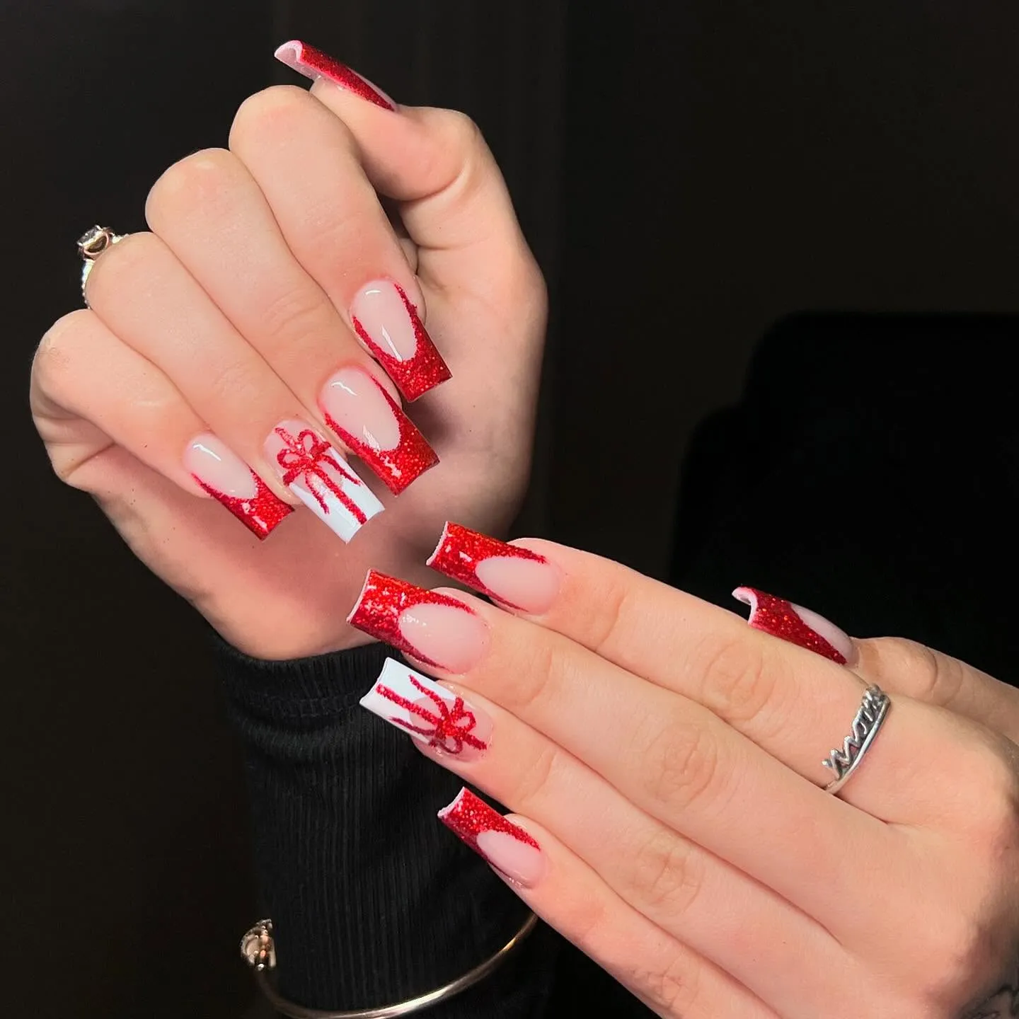 Red French Tip Nails