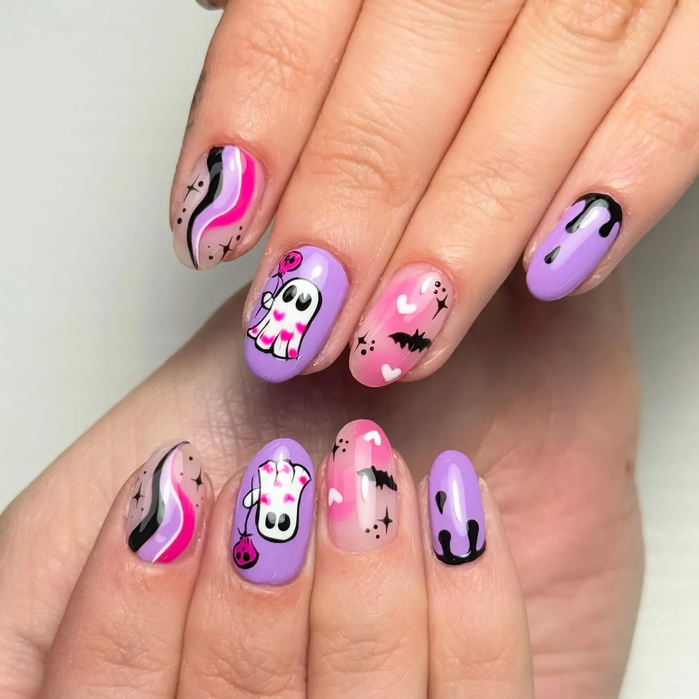 Dark Purple Ghost Face Nails