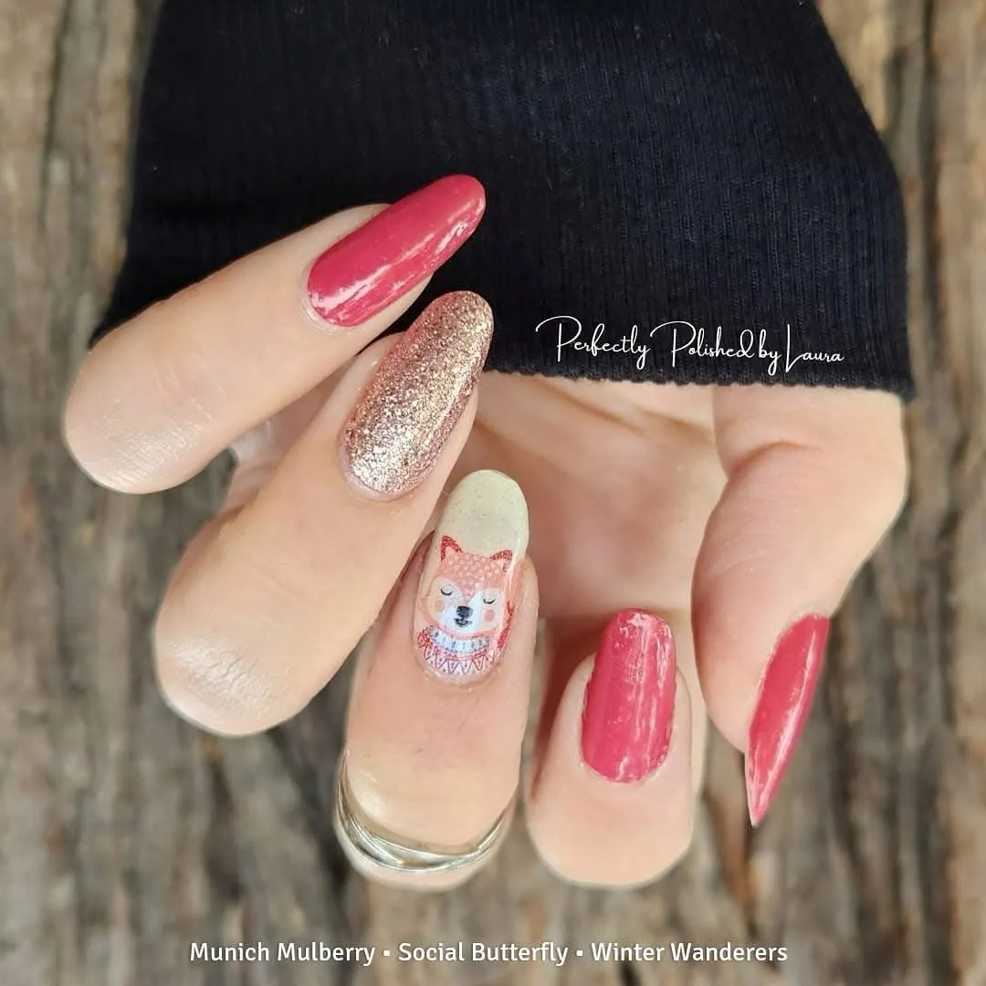 Animal Print Nails With Glitter Accent