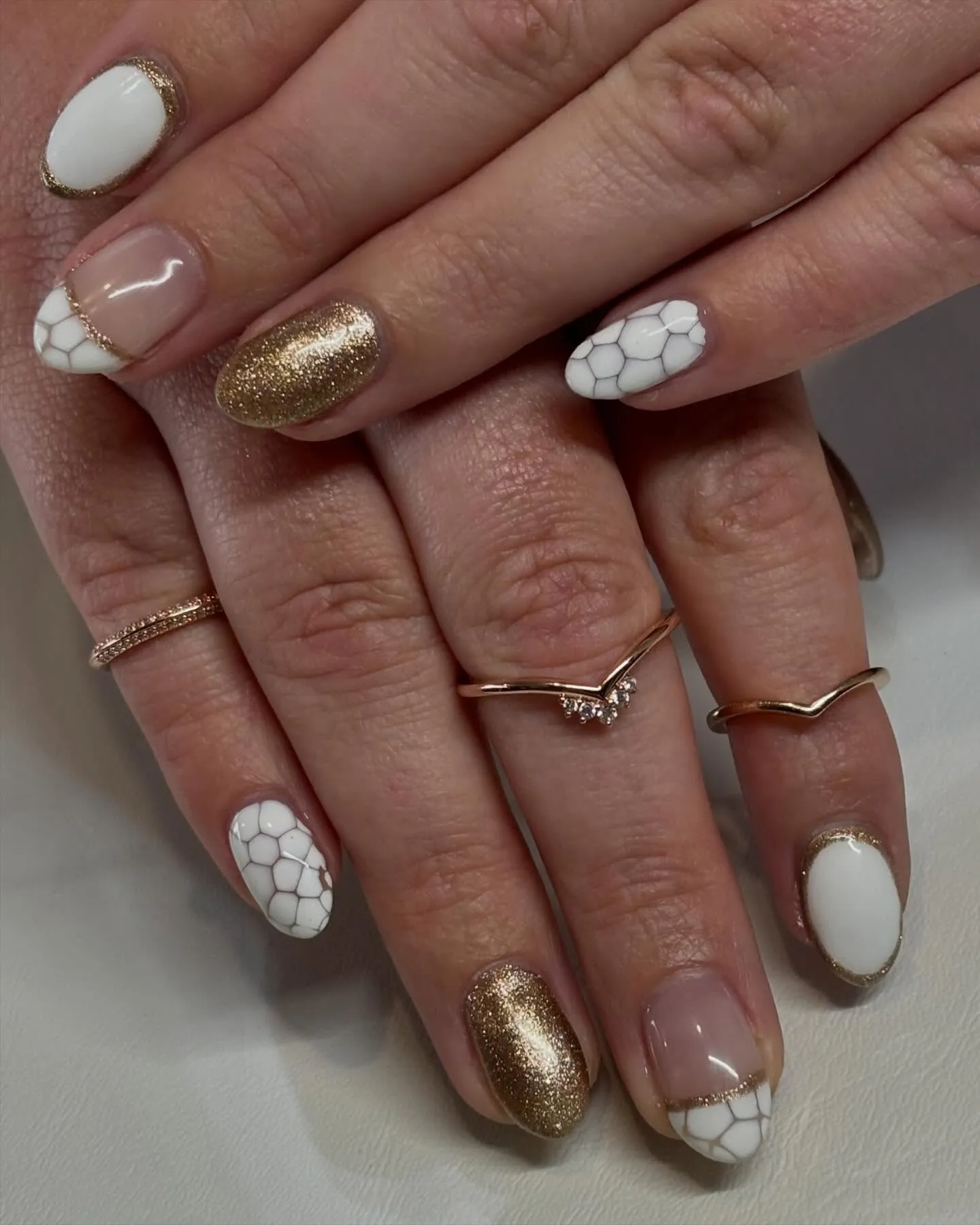 White and gold nails