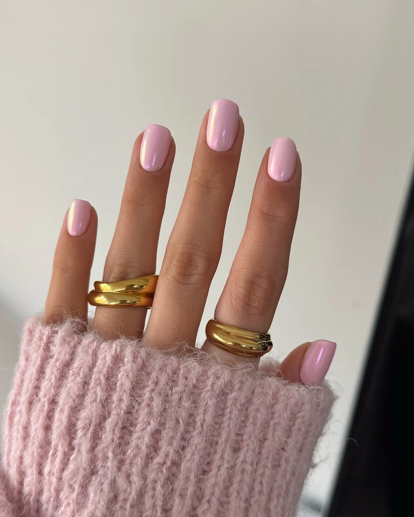 Pink Chrome Spooky Nails