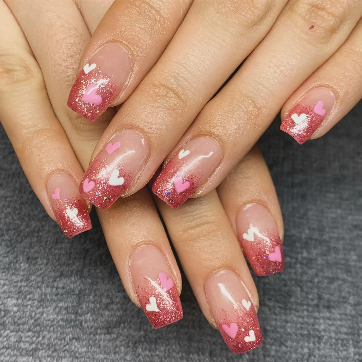 Heart Coffin Glitter Nails