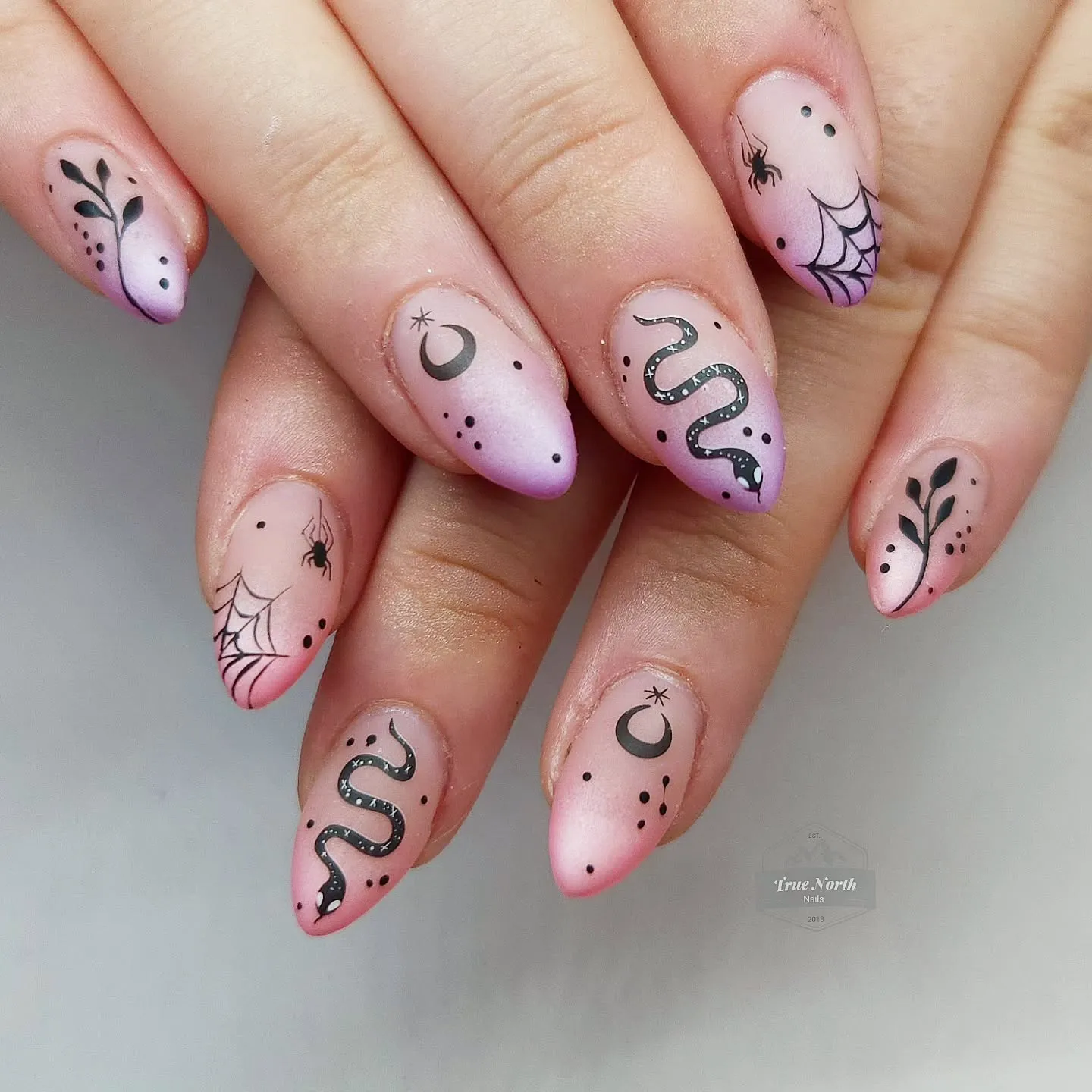 Witchy Pink Halloween Nails