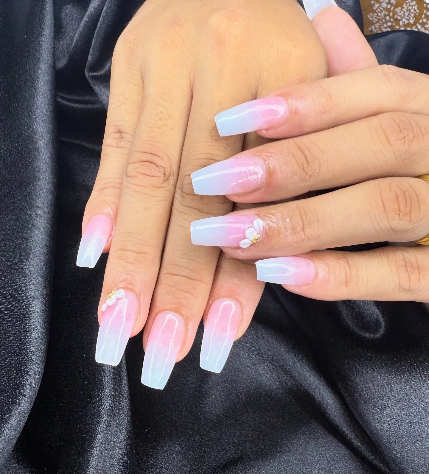 Baby Pink and White Spooky Nails