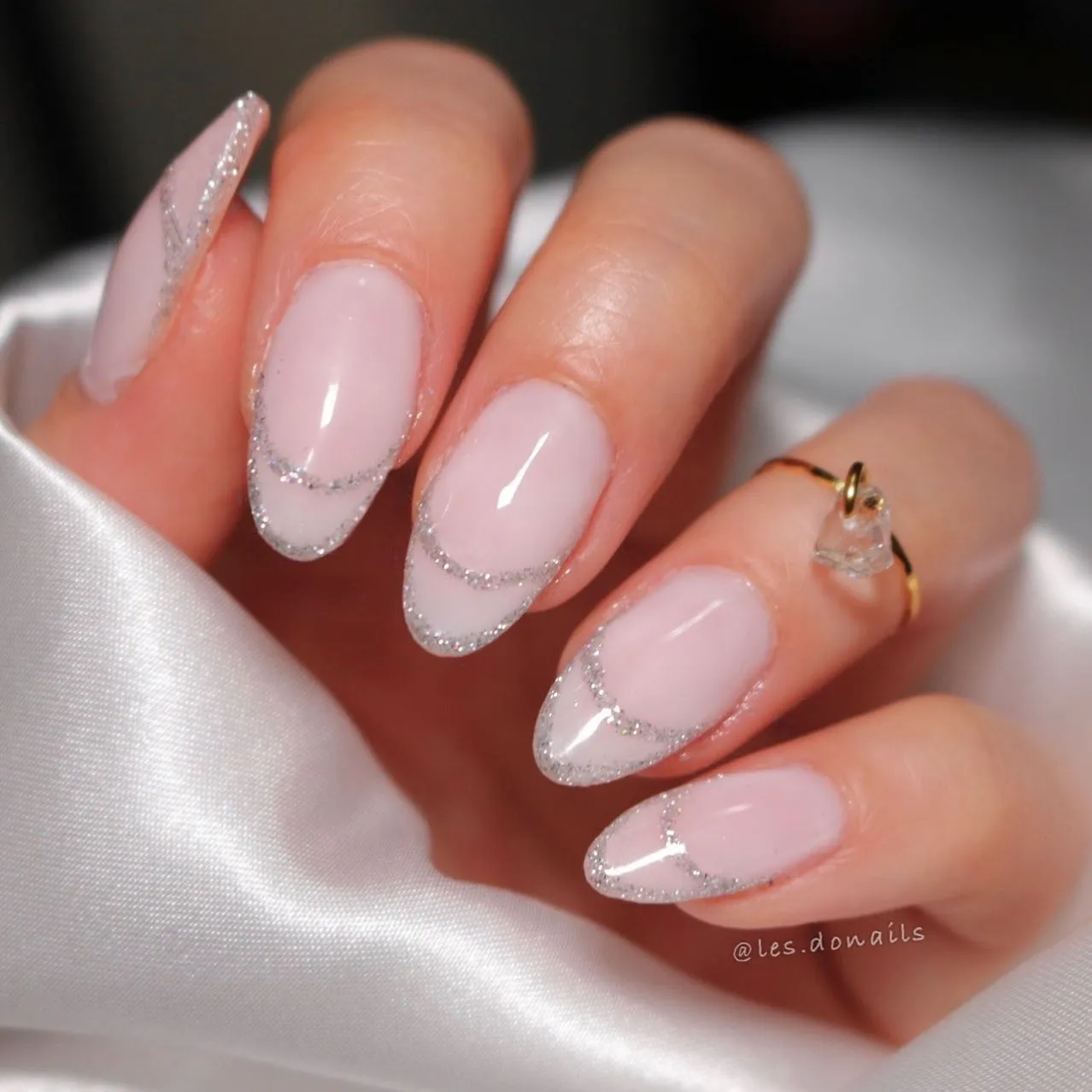 Pink Glitter French Tip Nails