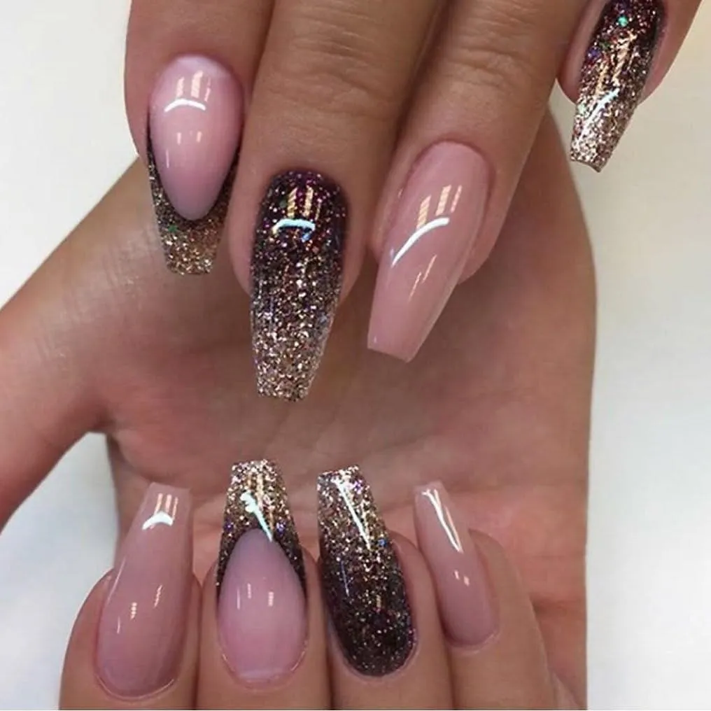 Coffin Glitter Nails for Special Occasions
