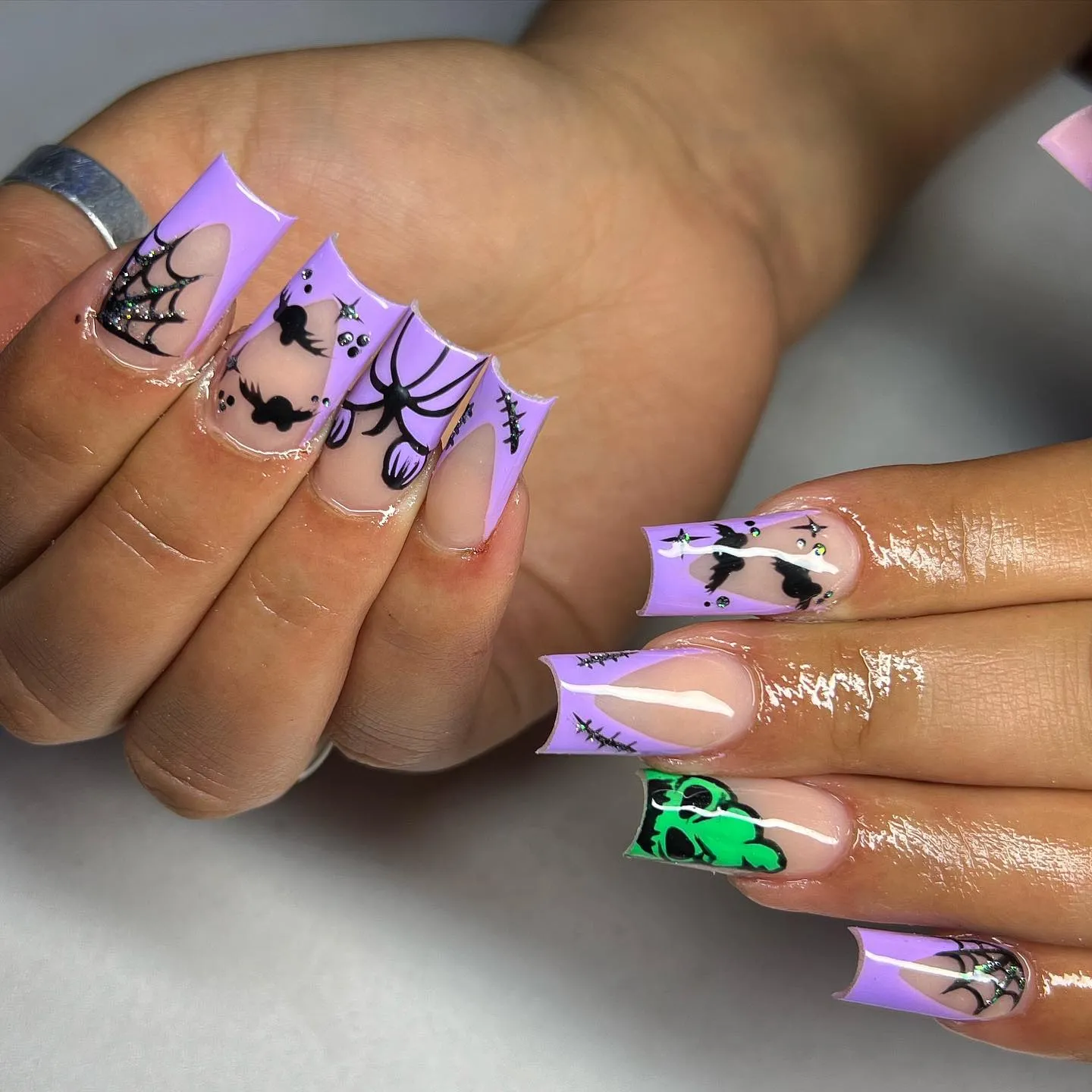 Purple Pumpkin Nail Art
