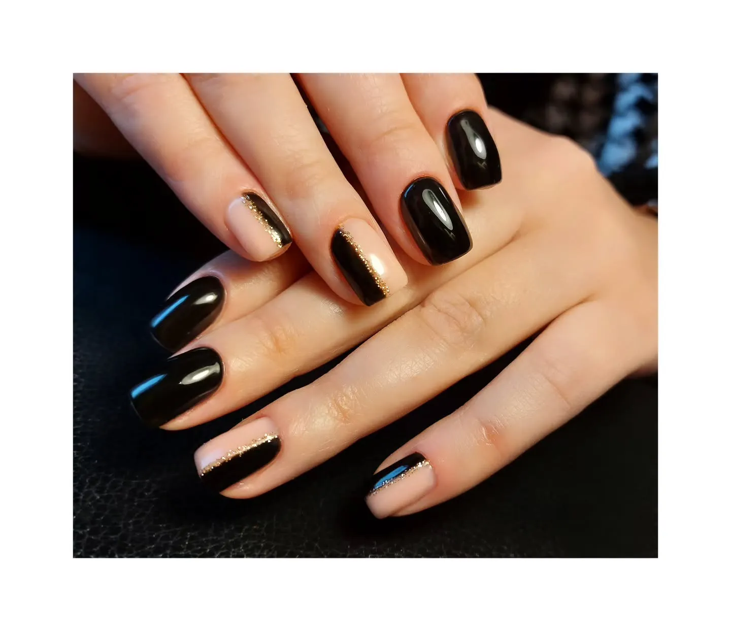 Black coffin shaped nails