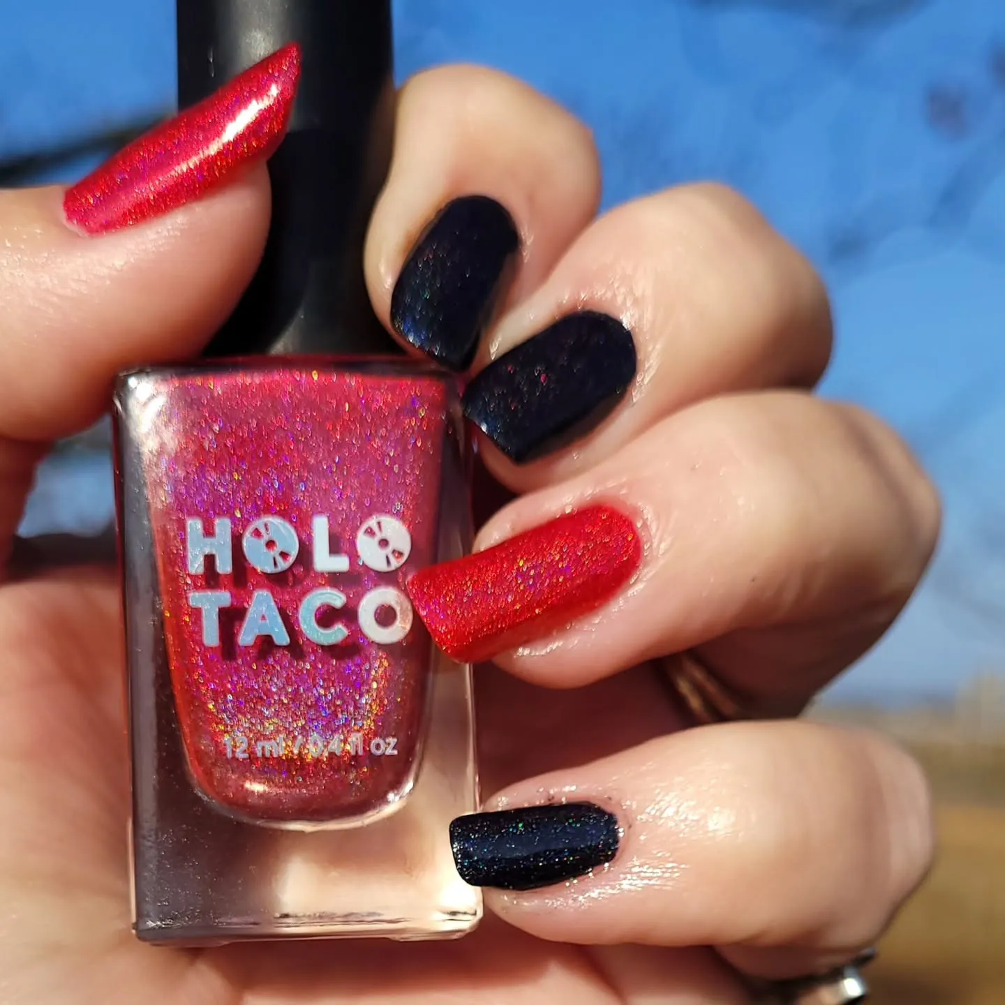 Red and Black Glitter Ombre