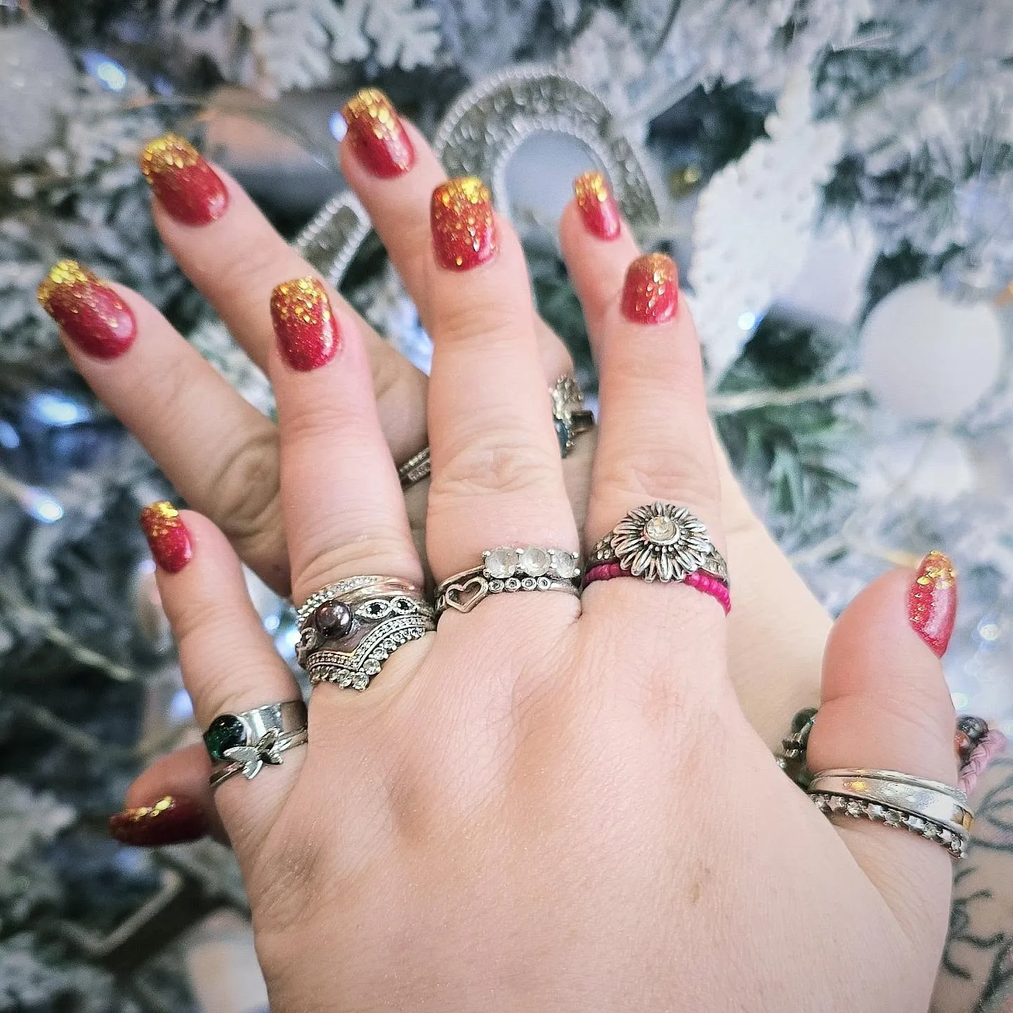 Red and Gold Glitter Ombre