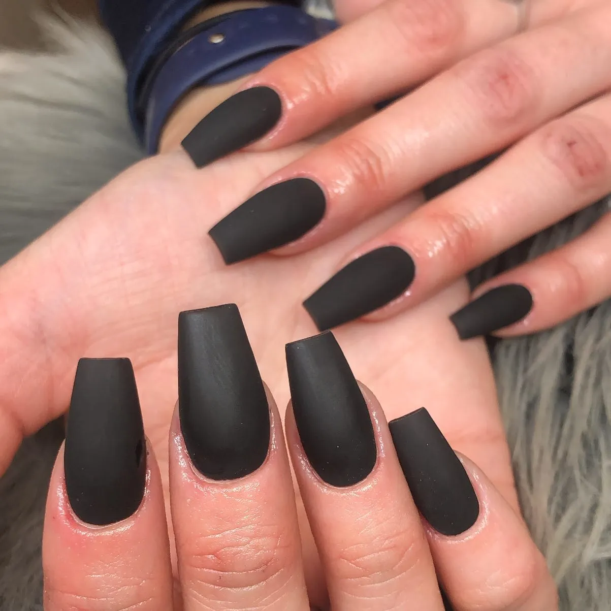 Black Chrome Coffin Nails