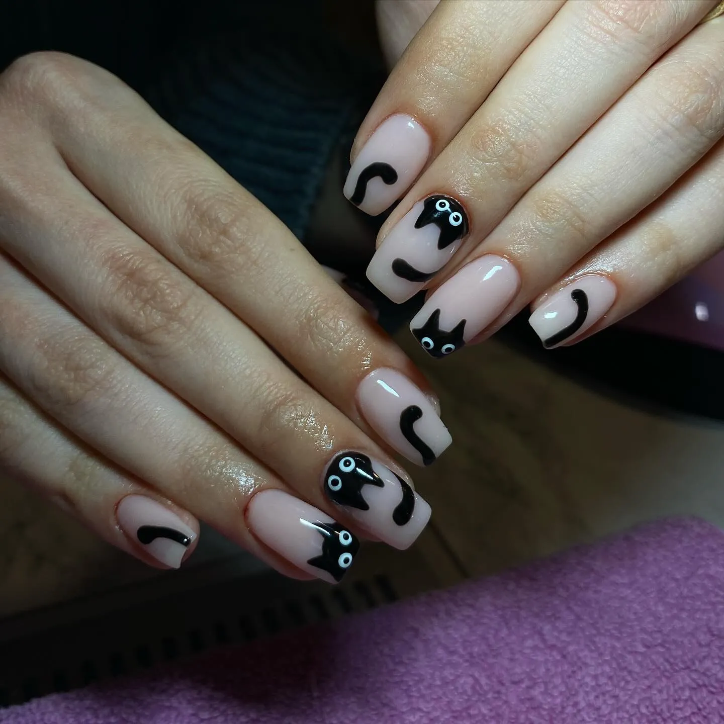 Black Cat Nail Art Designs