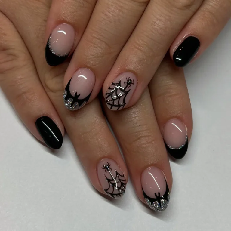 Black Bat Halloween Nails