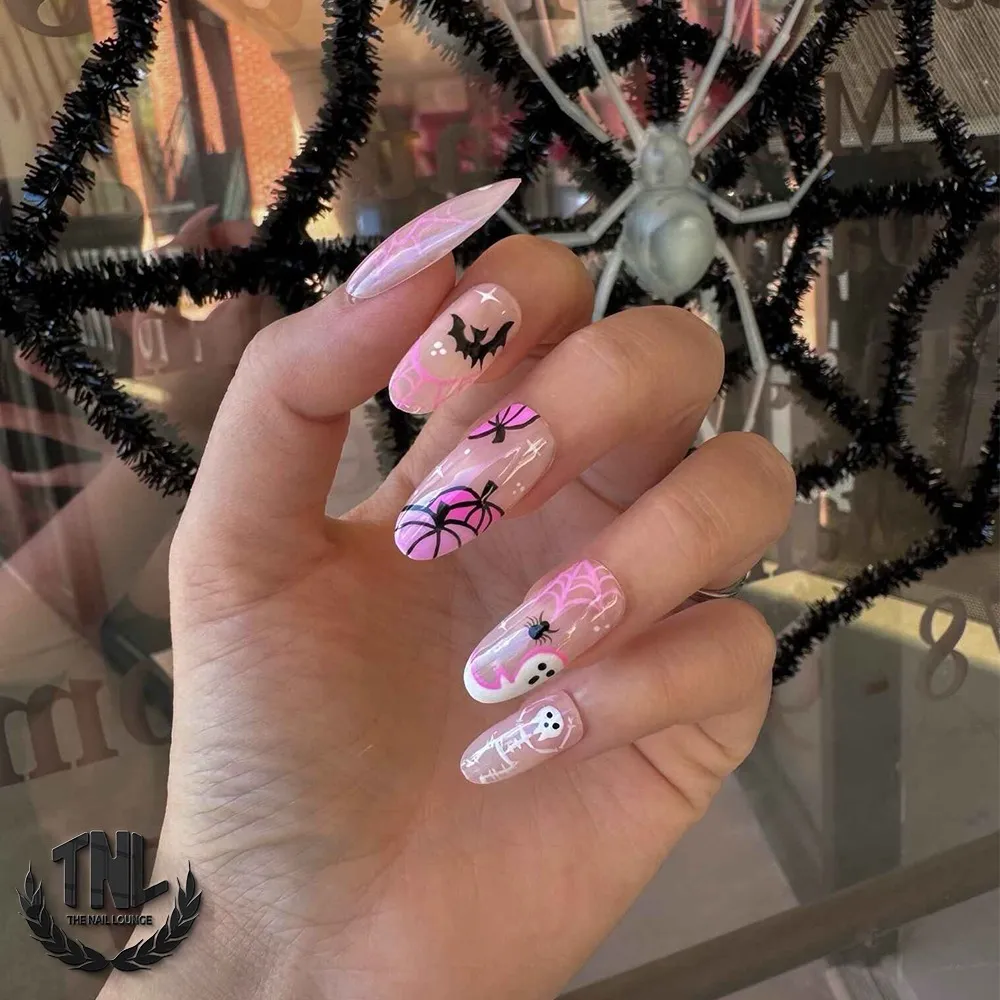 Bats and Spiders on Pink Base