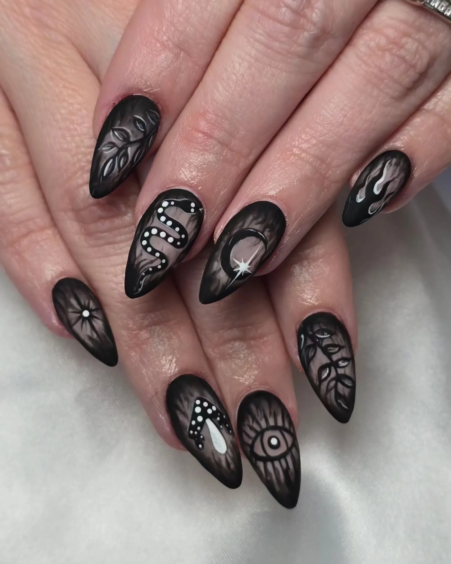 Classic Black Witchy Nails