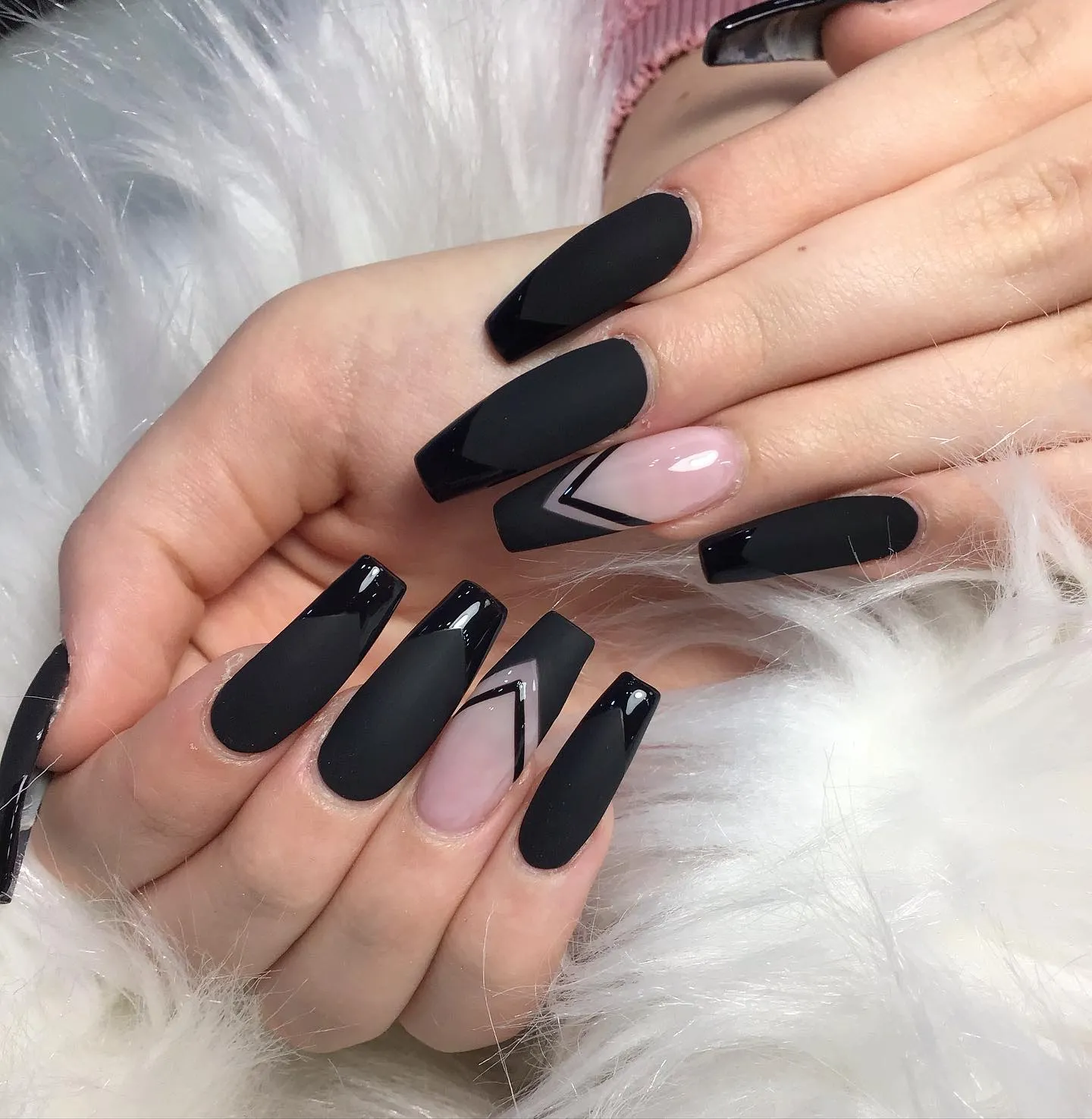Black Coffin Acrylic Nails