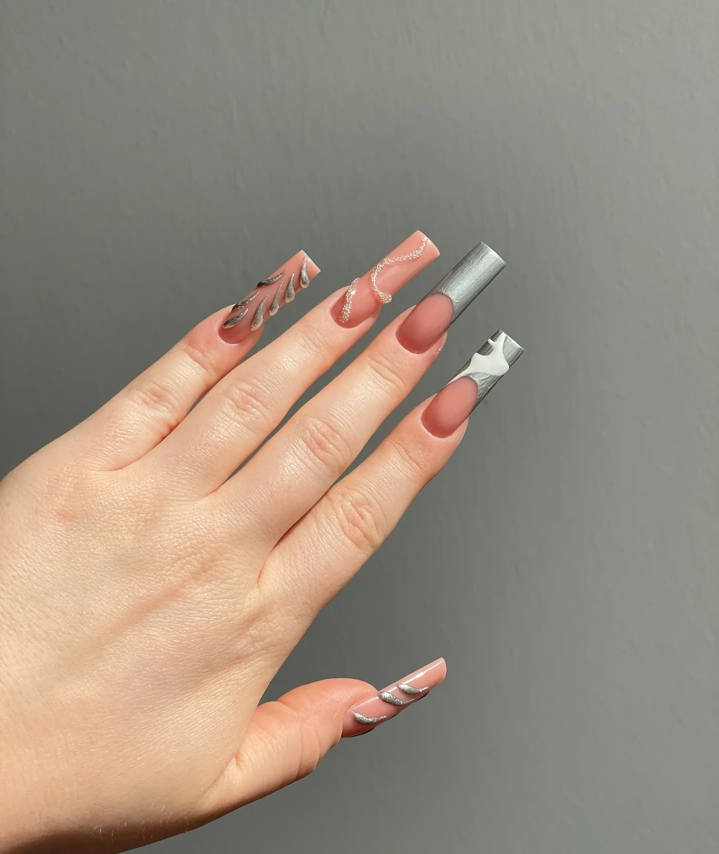 Square Black Acrylic Nails