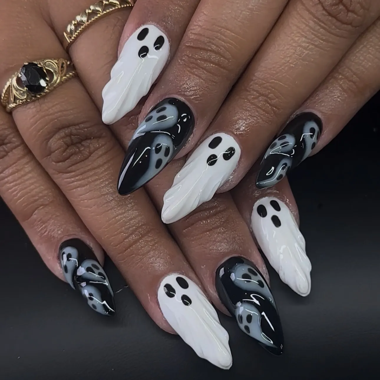 Black Halloween Acrylic Nails