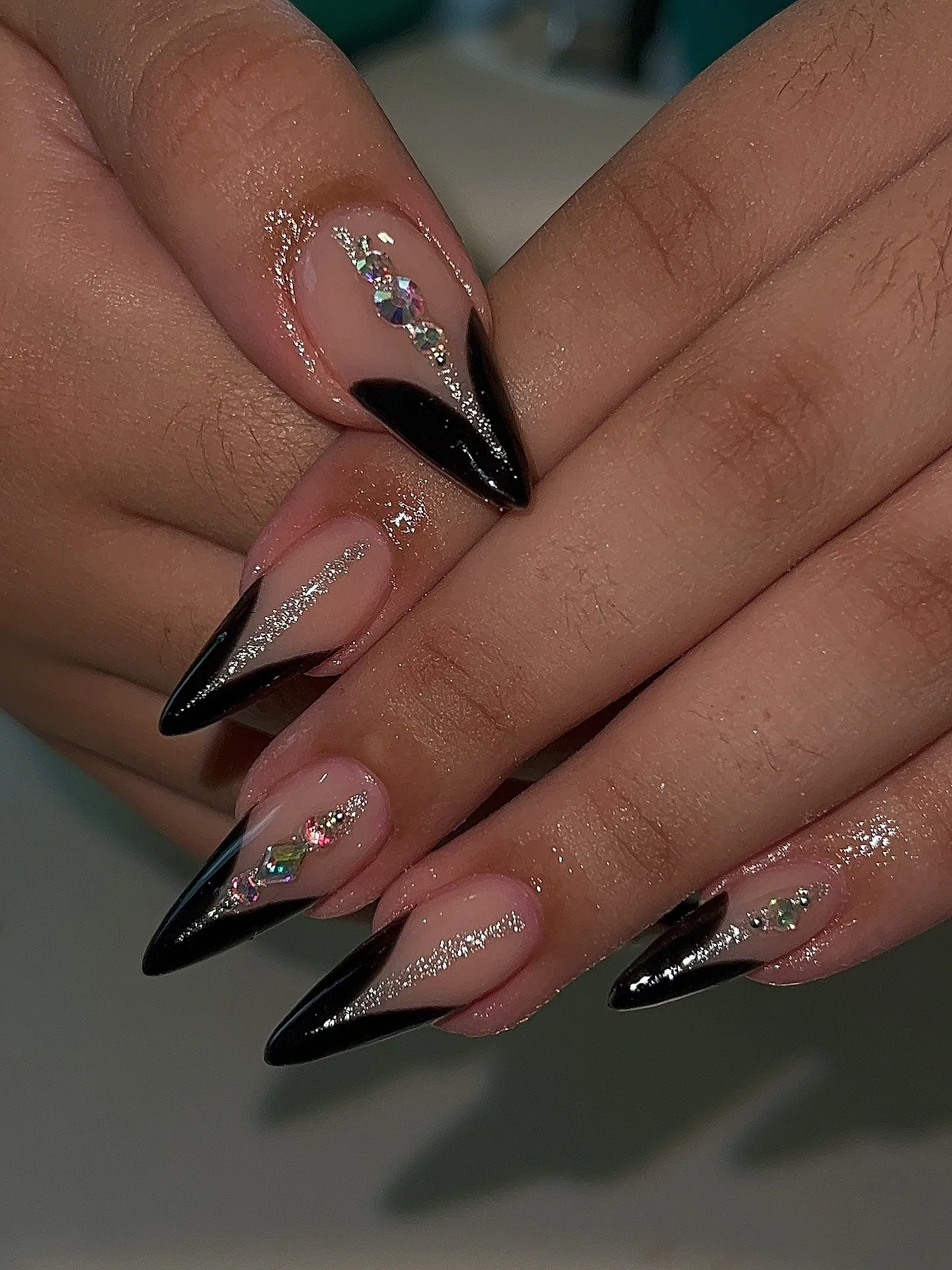 Black and Silver Witchy Nails