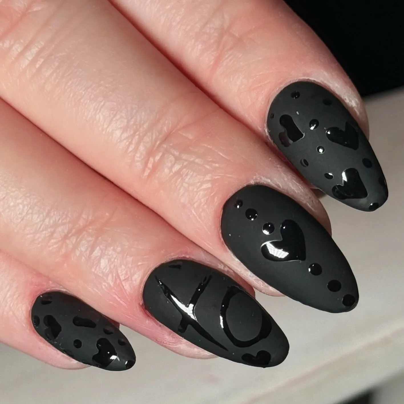 Black Valentine’s Acrylic Nails